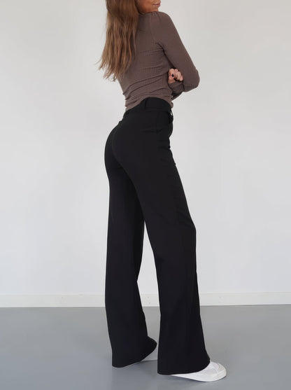 Elegant High-Waisted Trousers with Vertical Front Seam