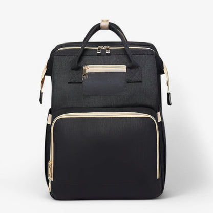 2-in-1 diaper bag with retractable crib