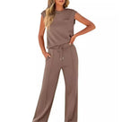 Ladies Comfortable Set with Sleeveless Top and Wide Trousers