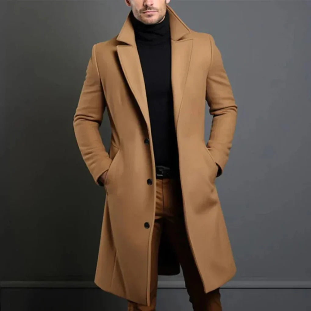 Men's Wool Blend Overcoat – Modern Elegance for Cool Seasons