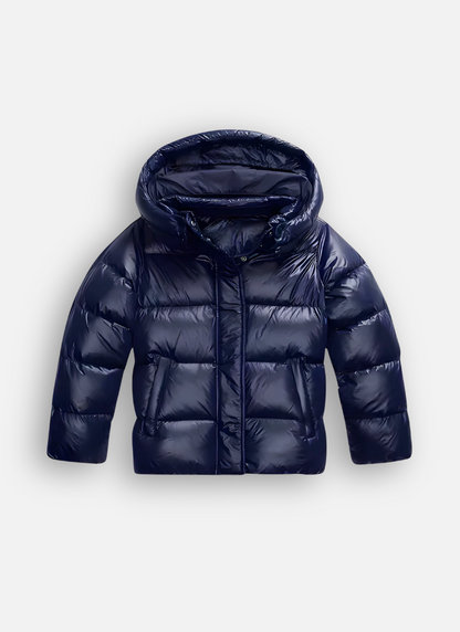 Puffer Jacket for Women Quilted Winter Coat with Hood Water-Repellent Glossy