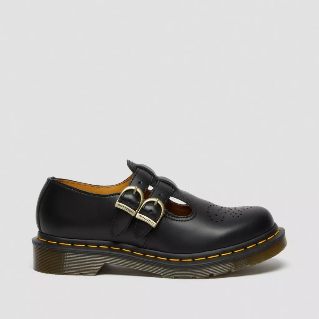 Ladies' Bold Leather Mary Jane Shoes with Buckles and Chunky Sole