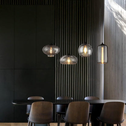 Nordic Loft Pendant Lamp - Stylish Grey Glass Shade