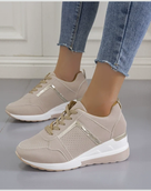 Ladies' Wedge Sneakers with Mesh and Metallic Details