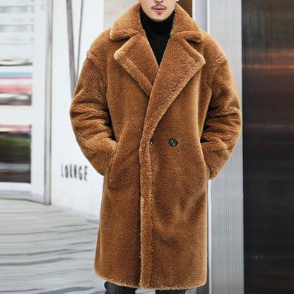 Cappotto invernale da uomo effetto teddy con chiusura a doppio bottone – Caldo, lussuoso e intramontabile