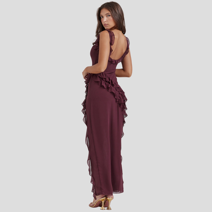 Melantha Dress with Ruffles and Adjustable Straps