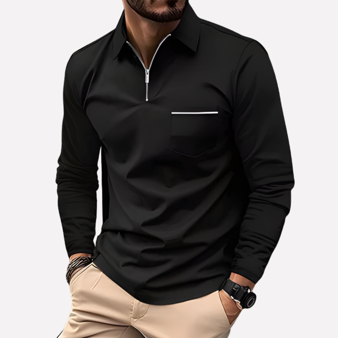 Hugo Long Sleeve Polo Shirt for Men with Chest Pocket
