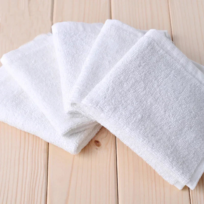 10 pieces of white, soft cotton facial cloths