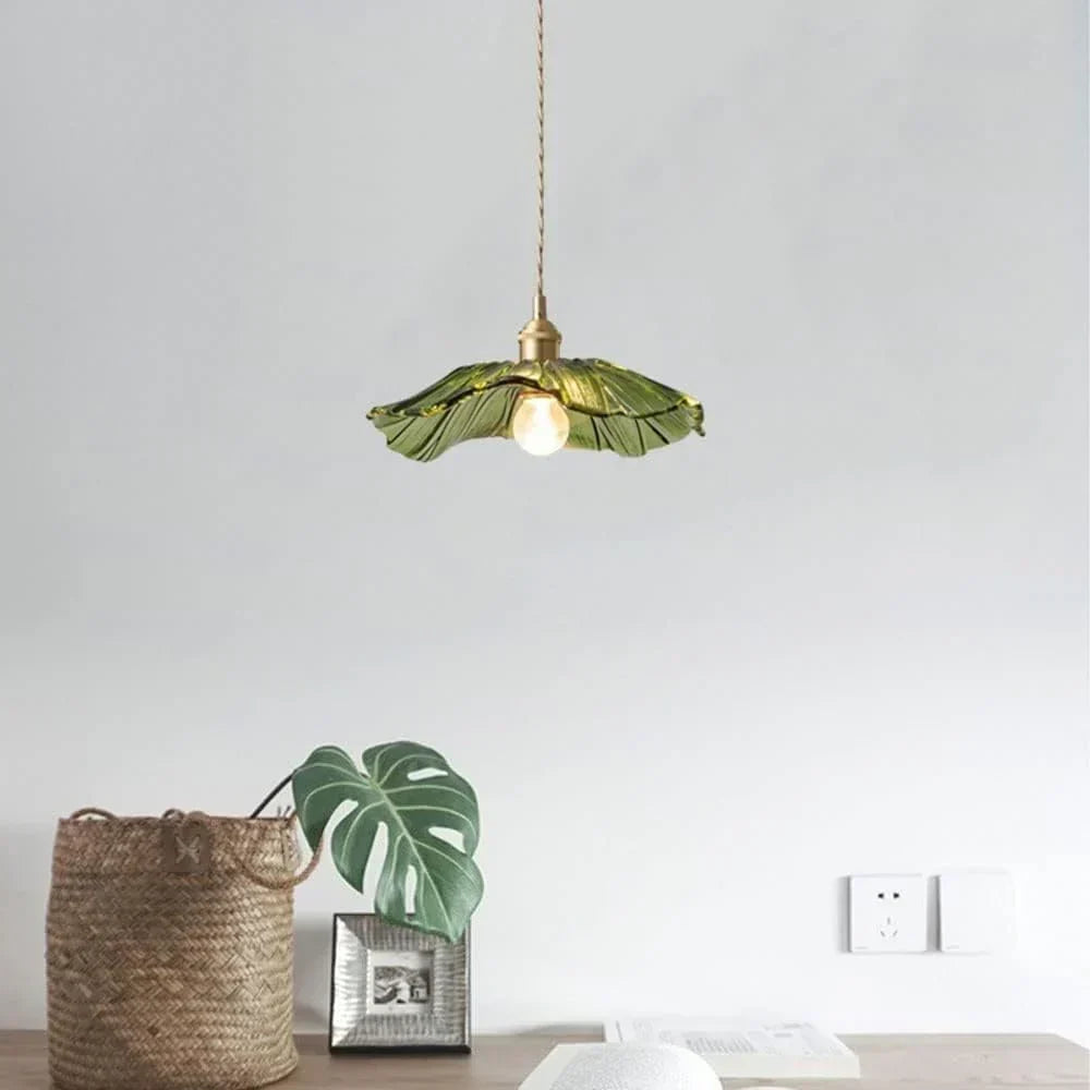 Vintage Lotus Glass Pendant Lamp