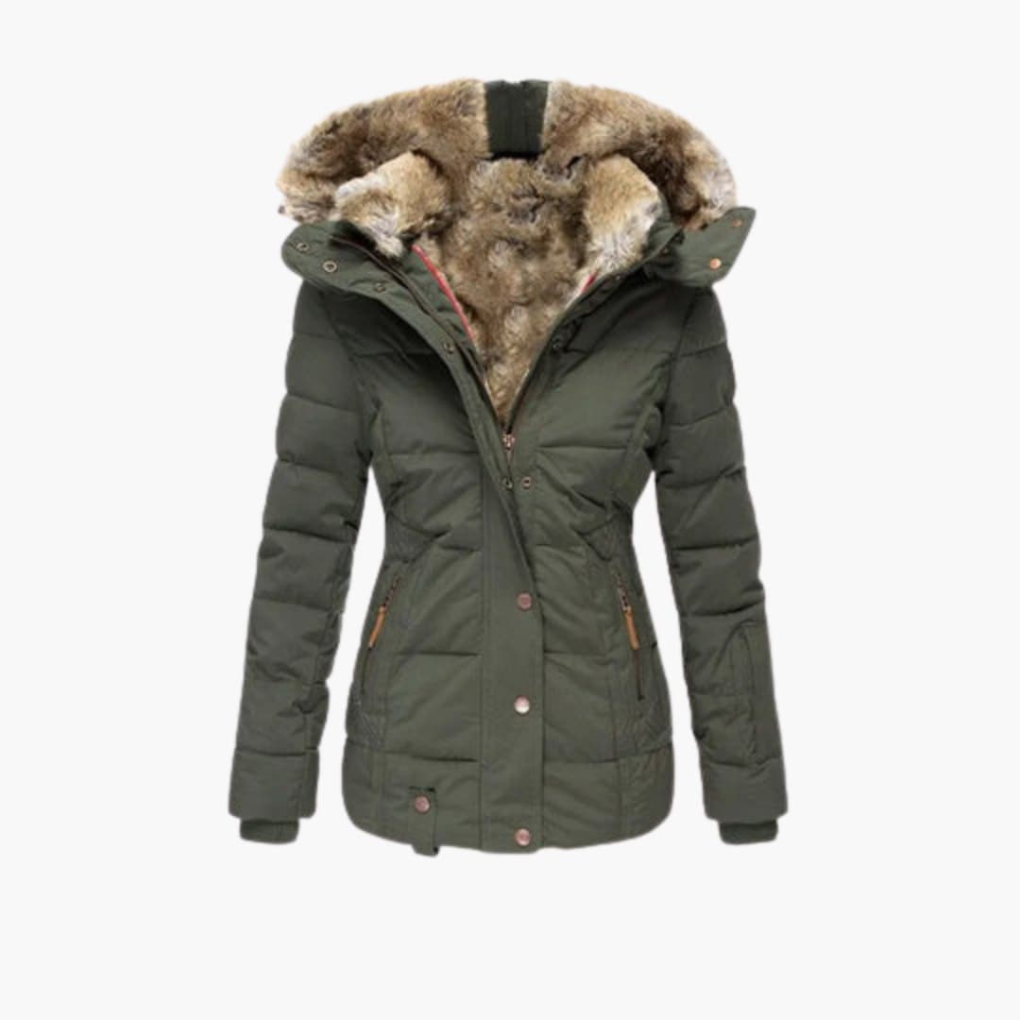 Women's Jacket with Embossed Surface and Fastenings