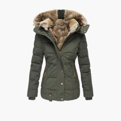Women's Jacket with Embossed Surface and Fastenings