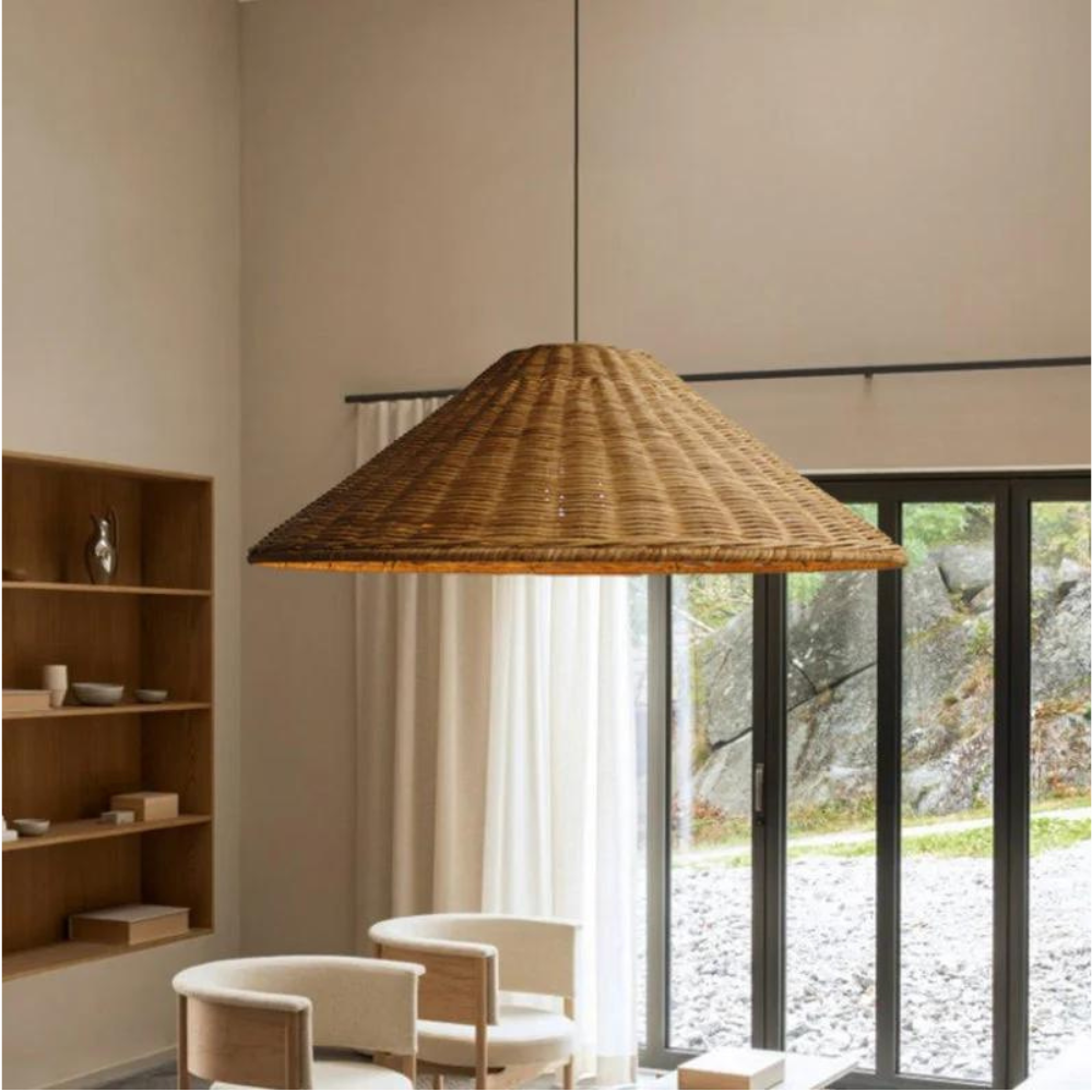 Lampada a sospensione vintage in rattan - Eleganza artigianale