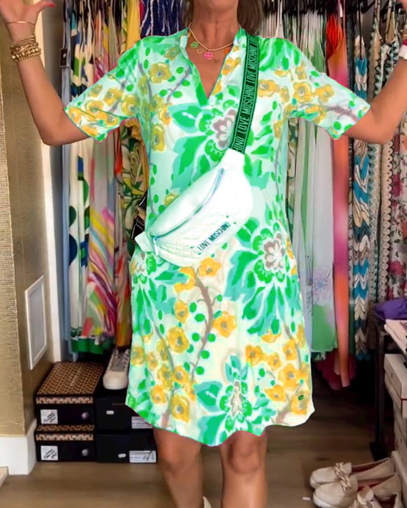 Dress with short sleeves and floral print - Rosalie