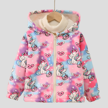 Printed children's jacket with hood and fleece lining - Yeshi