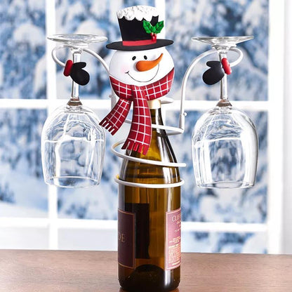 Festive Cheers Wine Glass Holder – Santa & Snowman Design for Festive Tables