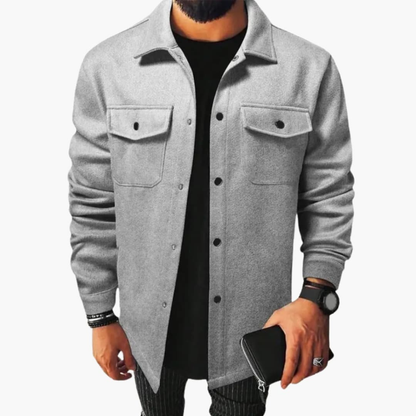 Men's Shirt Jacket with Button Closure