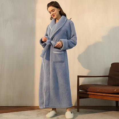 Unisex Coral Fleece Bathrobe with Shawl Collar