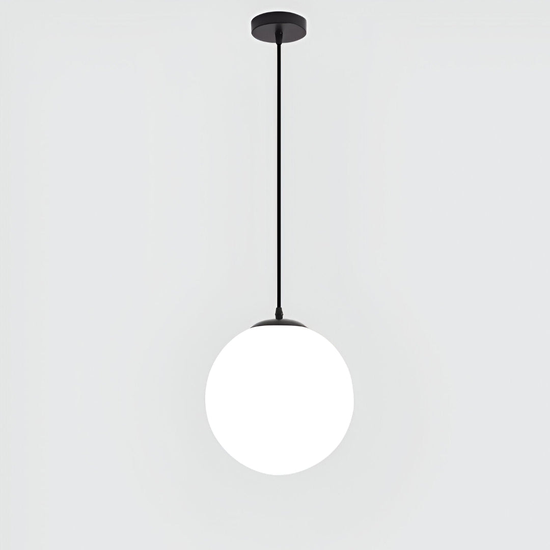 Modern Glass Pendant Lights with White Spherical Lamp Shades