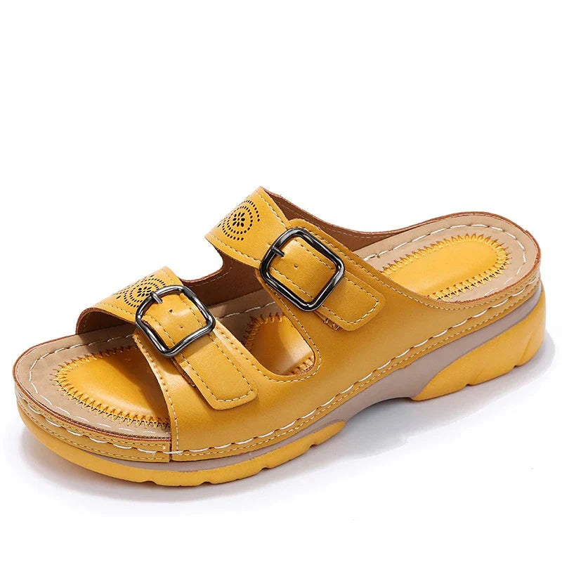 Orthopaedic Sandals with Platform Sole and Double Buckle for Women