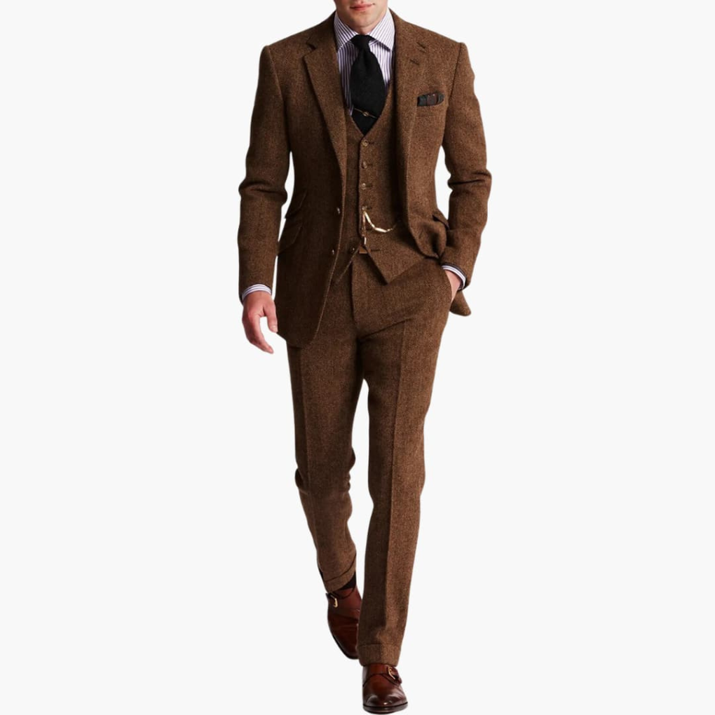 Men's Formal Suit Set with Jacket and Waistcoat