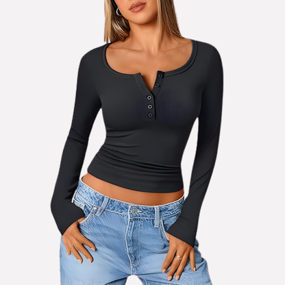Maglia Henley da donna a maniche lunghe