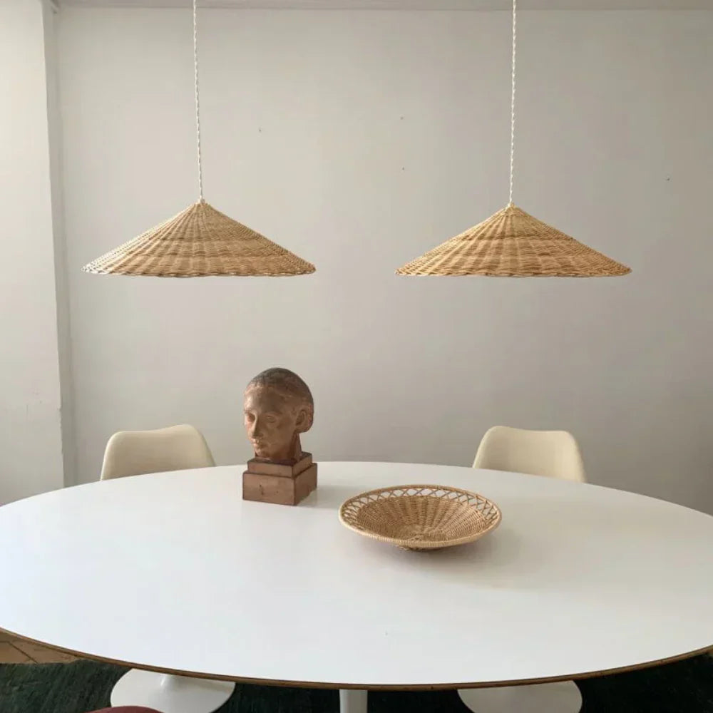 Lampada a sospensione vintage in rattan - Eleganza artigianale