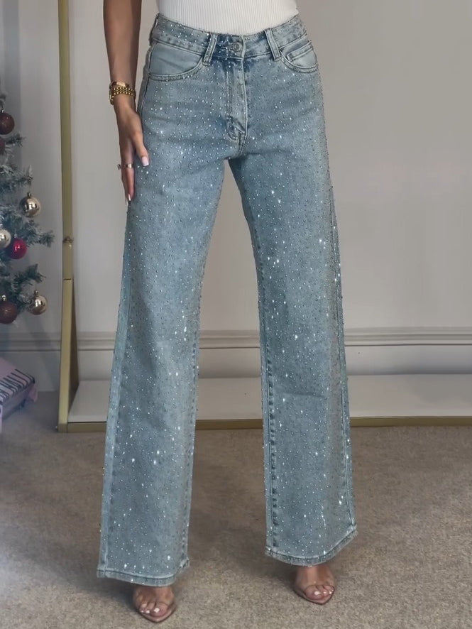 Ladies' Glitter Jeans with High Waist