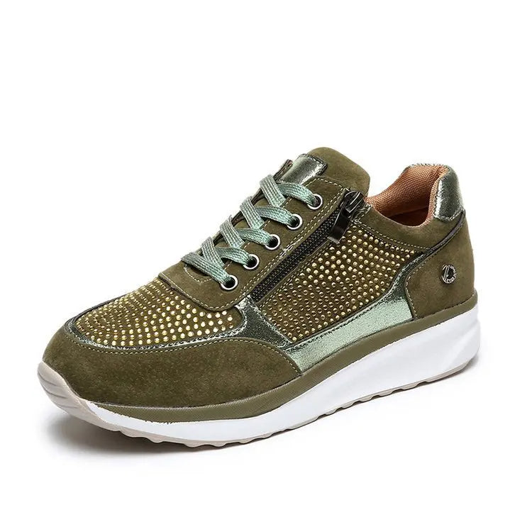 Crystal Women's Sneakers with Zip and Platform Sole