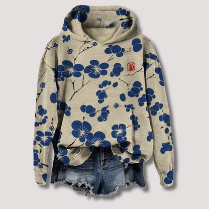 Lightweight Hoodie with Floral Print and Hood