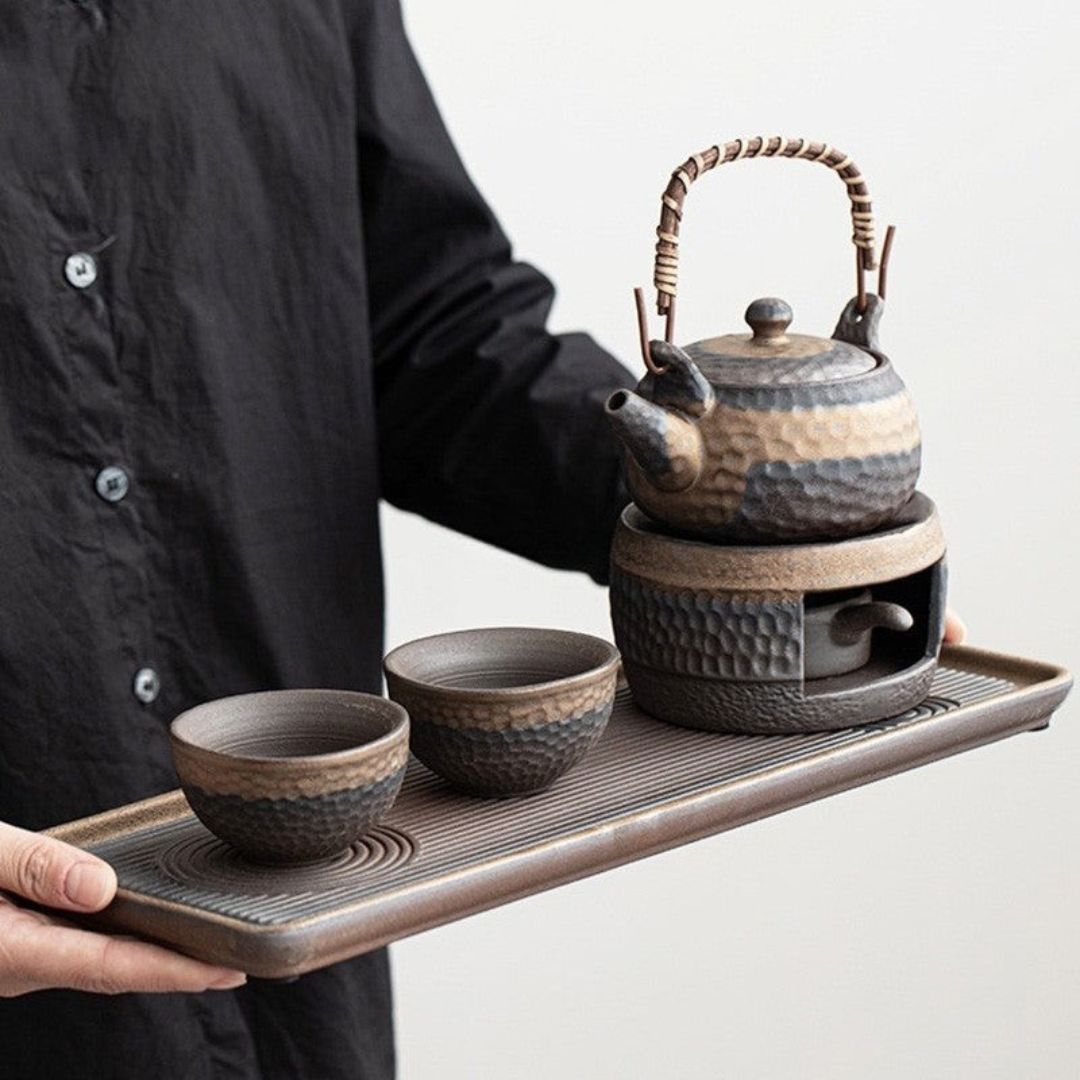 Japanese Ceramic Tea Set with Warmer for Tranquility and Elegance