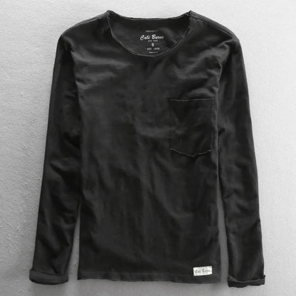 Vintage Cotton Long Sleeve with O-Neck for Men