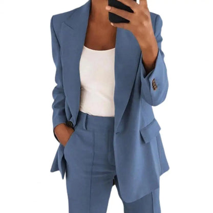 Classic Blazer with Long Sleeves and Single Button Closure