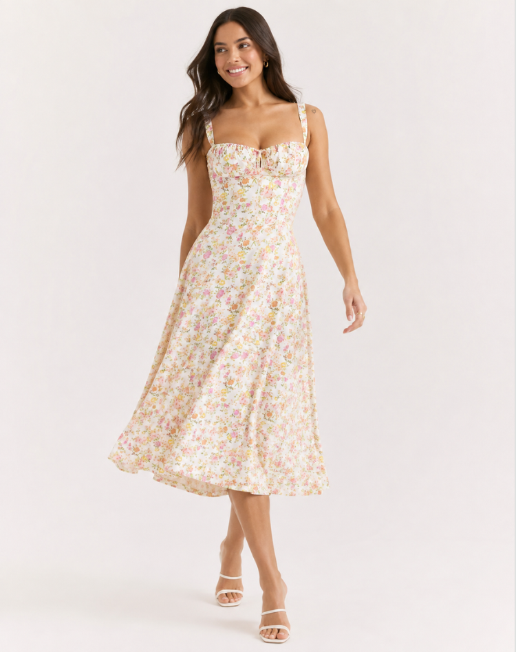 Jessy - Midi dress with corset and side split