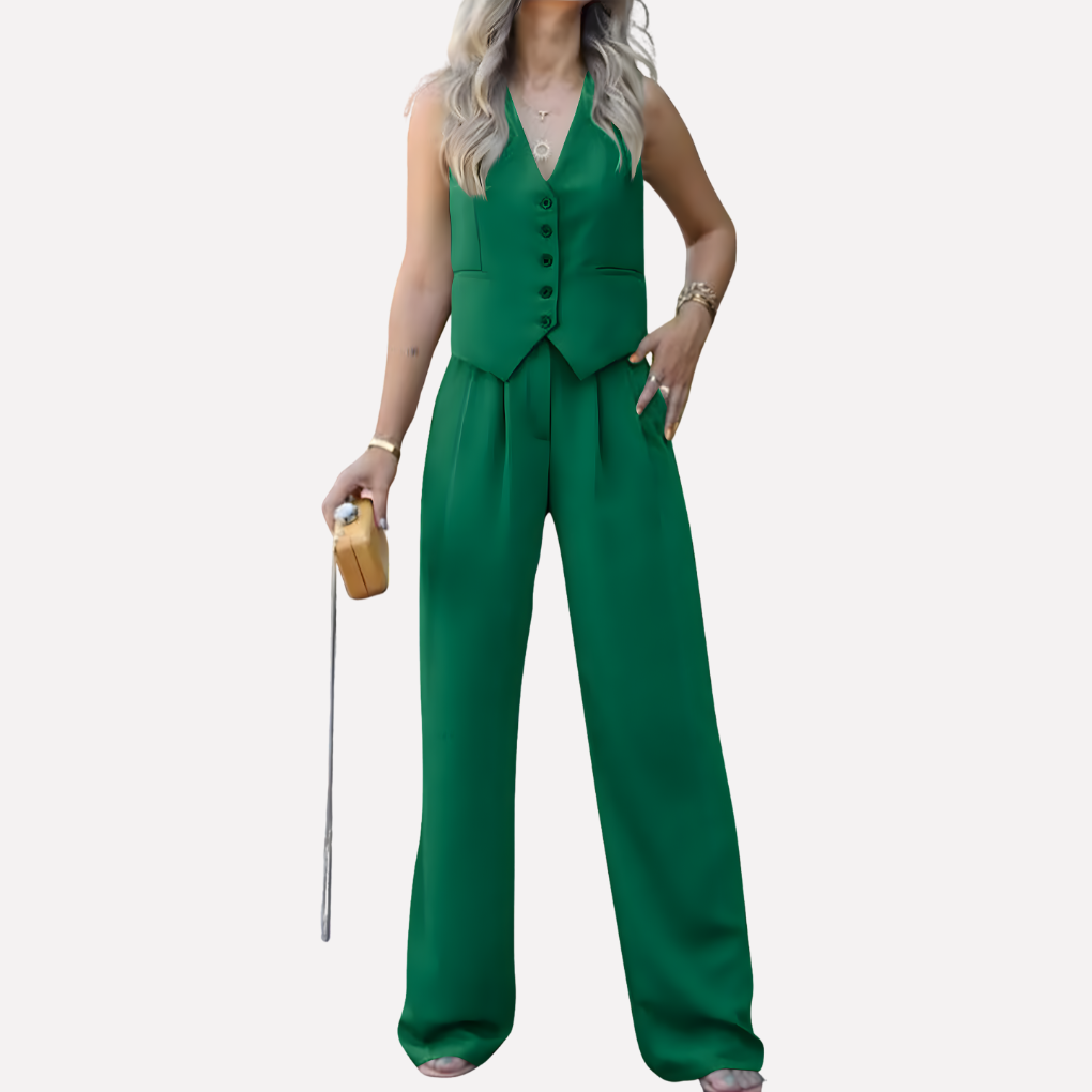 Sleeveless Top and Trousers Set for Women