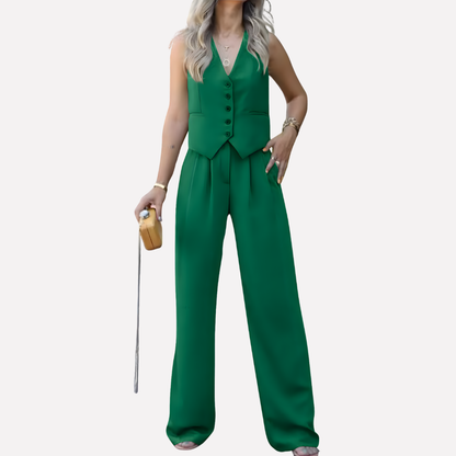 Sleeveless Top and Trousers Set for Women