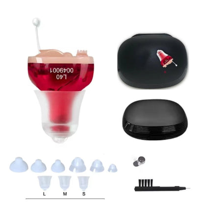 Invisible digital hearing aid, powered by a replaceable button cell battery