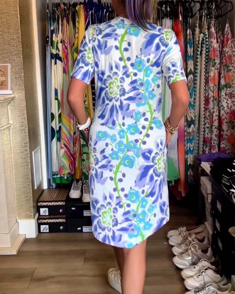 Dress with short sleeves and floral print - Rosalie