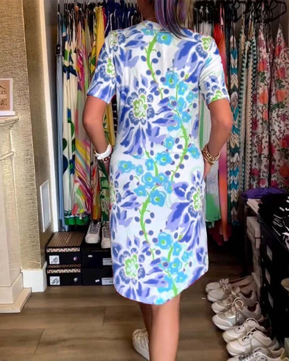 Dress with short sleeves and floral print - Rosalie