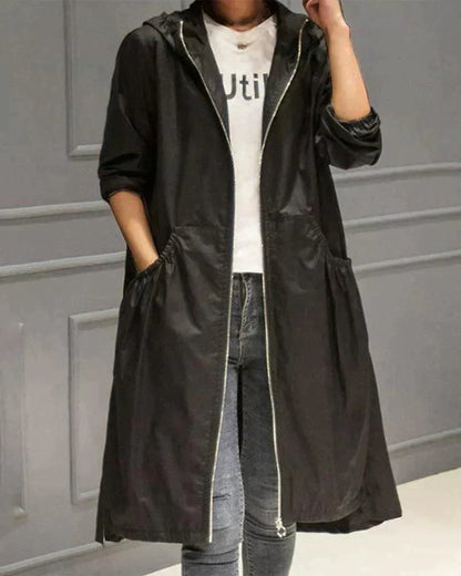 Waterproof Ladies' Midi Rain Jacket with Hood