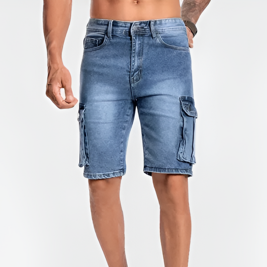 Pantalones cortos cargo de mezclilla para hombre