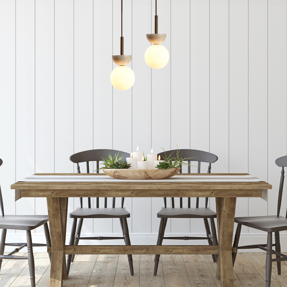 Round Travertine LED Pendant Lamp – Modern Elegance