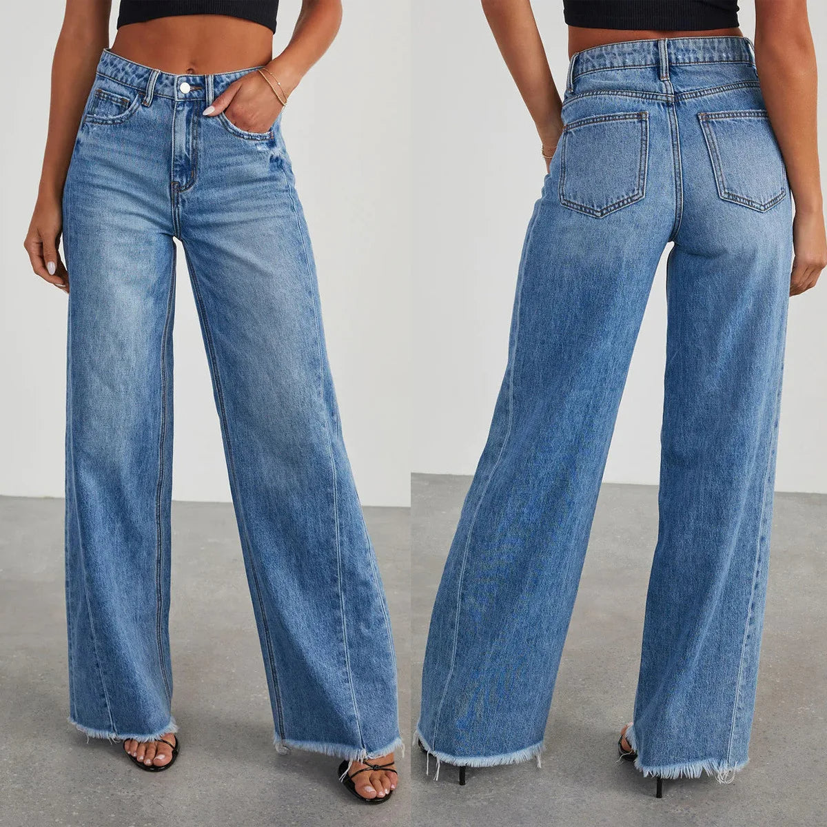 Niva – Loose Fit Jeans with Frayed Hem