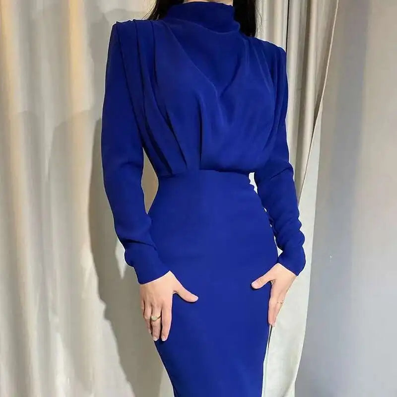 Solena – Elegant Bodycon Dress with Turtleneck for Autumn and Winter