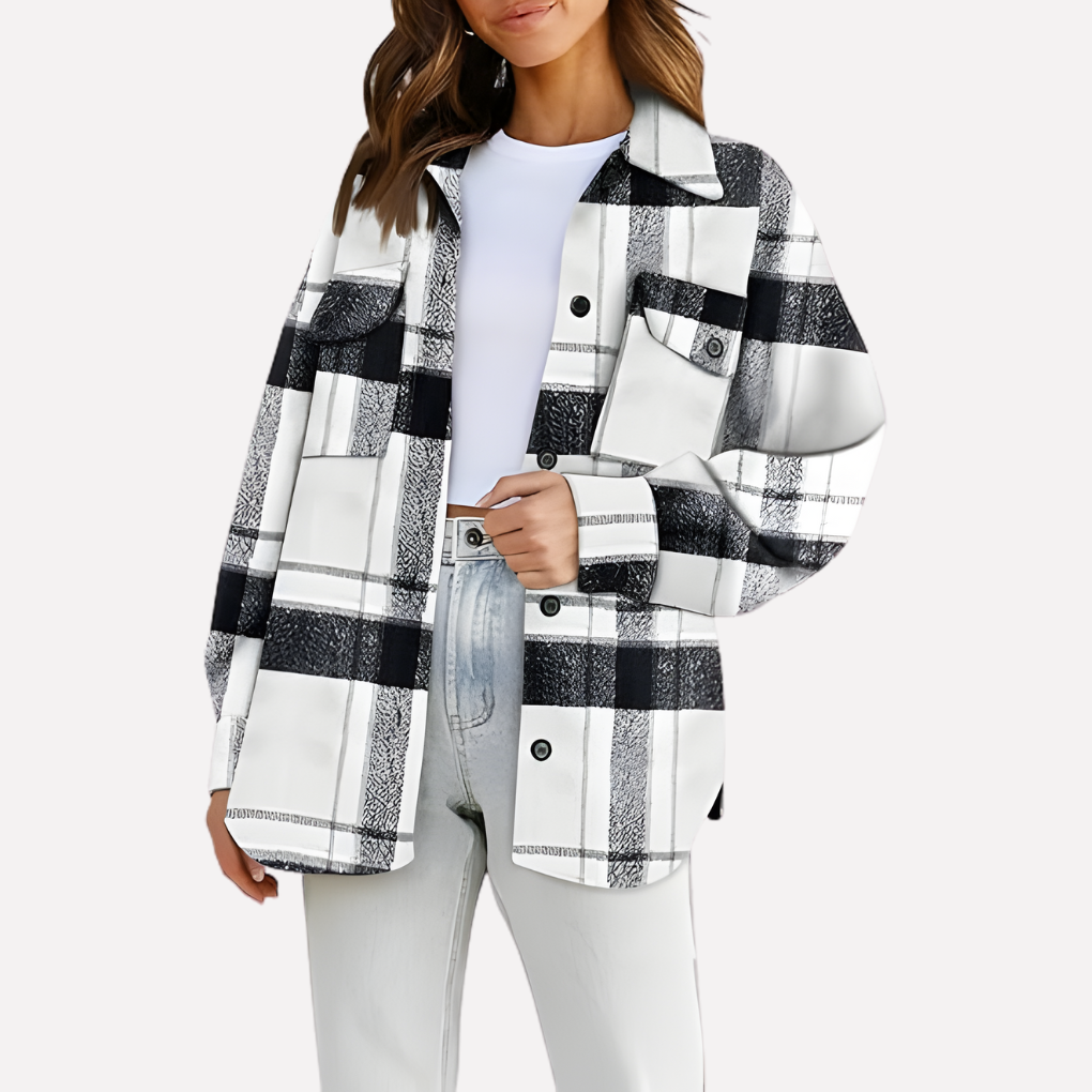 Giacca-camicia a quadri da donna