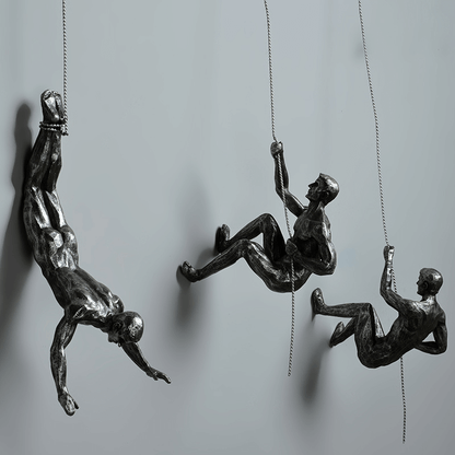 Conjunto de esculturas decorativas de pared con figuras trepadoras para una decoración moderna