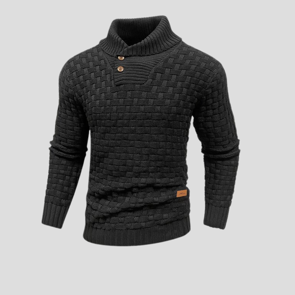 Men's Sweater with Half Collar and Buttons