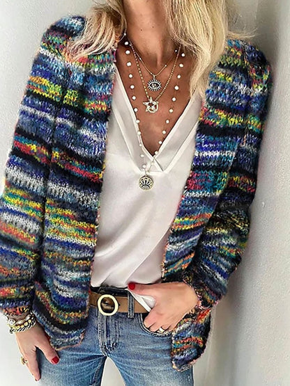Colourful Striped Knitted Cardigan for Women - Carmi