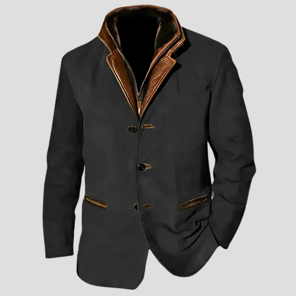 Retro Contrast Collar Jacket for Men