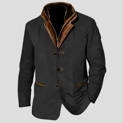 Retro Contrast Collar Jacket for Men