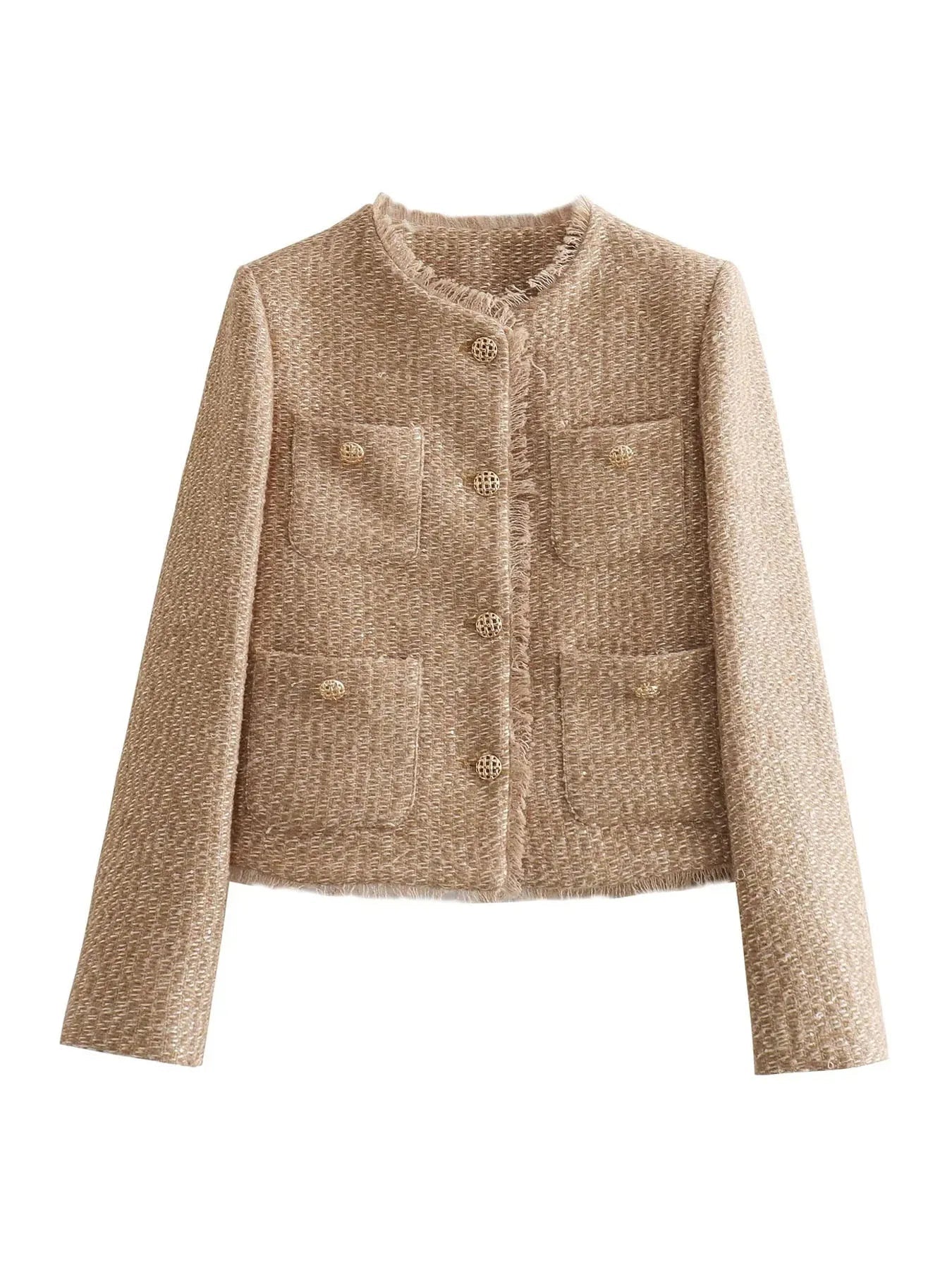 Short cardigan with button fastening and pockets for women - Nilda